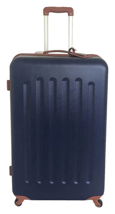 Go Explore - 4 Wheel Hard Large Suitcase- Navy and Tan
